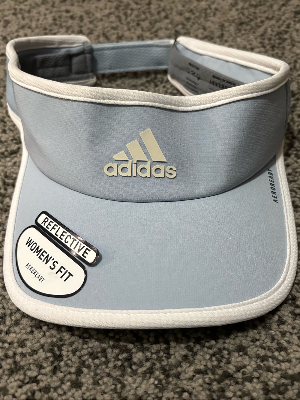 adidas Women’s Light Blue and White Reflective Visor